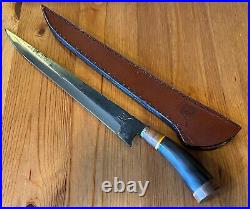Brut Forge Carbon Steel 12 BV Knife with Sheath and Bull Horn Handle