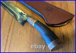 Brut Forge Carbon Steel 12 BV Knife with Sheath and Bull Horn Handle