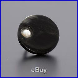 Buffalo horn rings for her in the Style of a Boho with Pearl and Silver