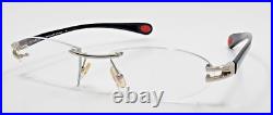 Bugatti Model 407 Color 20M Silver Titanium with Black Buffalo Horn Eyeglasses