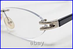 Bugatti Model 407 Color 20M Silver Titanium with Black Buffalo Horn Eyeglasses