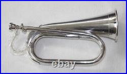 Bugle Nickel Silver Finish Army Military Horn Bugle with Hardcase & Mouthpiece