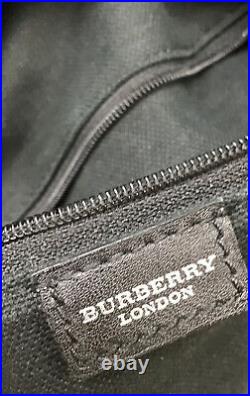 Burberry Flap Purse Black Leather Plaid Sides Single Strap Size M