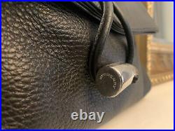 Burberry Flap Purse Black Leather Plaid Sides Single Strap Size M lightly used