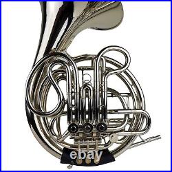 C. G Conn Model 8D Double Silver French Horn With Travel Case
