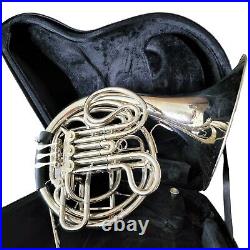 C. G Conn Model 8D Double Silver French Horn With Travel Case