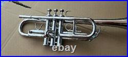 C- Trumpet Musical instrument CHROME Finish Bb with Mouthpiece BRS. HORN