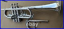 C- Trumpet Musical instrument CHROME Finish Bb with Mouthpiece BRS. HORN
