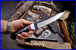 CFK Handmade AUS 10 Custom BISON HORN RED TURQUOISE Large Hunting Camping Knife