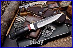 CFK Handmade AUS 10 Custom BISON HORN RED TURQUOISE Large Hunting Camping Knife