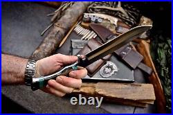 CFK Handmade AUS 10 Custom SHEEP HORN TURQUOISE STONE Large Hunting Camp Knife