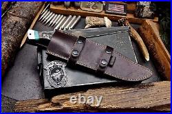 CFK Handmade AUS 10 Custom SHEEP HORN TURQUOISE STONE Large Hunting Camp Knife