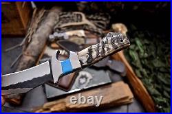 CFK Handmade AUS 8 Custom SHEEP HORN TURQUOISE Sub Hilt Hunting Camping Knife