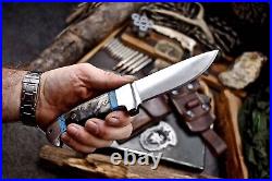 CFK Handmade DC53 Custom SHEEP HORN TURQUOISE STONE Hunting Camping Sport Knife