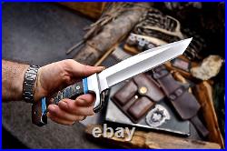 CFK Handmade VG10 Custom SHEEP HORN BLUE TURQUOISE Hunting Camping TANTO Knife