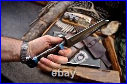 CFK Handmade VG10 Custom SHEEP HORN BLUE TURQUOISE Hunting Camping TANTO Knife