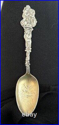 CHERUB RW&% Wallace & Sons STERLING SILVER Spoon Very Ornate CROSS BELL HORN
