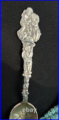 CHERUB RW&% Wallace & Sons STERLING SILVER Spoon Very Ornate CROSS BELL HORN