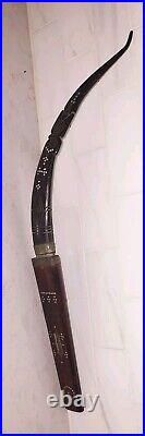 Cambodian Kmer Loer Horn Handle Knife With Wood Sheath & Steel Blade