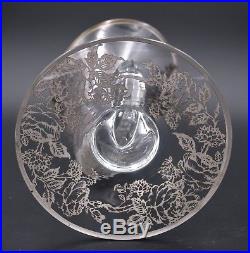 Cambridge Cornucopia Glass Horn Vase With Silver Overlay