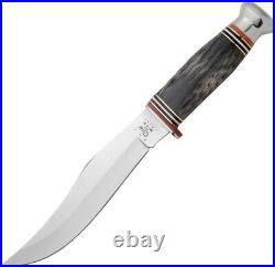Case XX Hunter Fixed Knife 6 Stainless Sabre Blade Buffalo Horn Handles withBrass