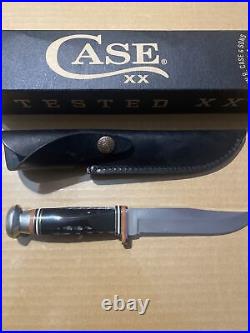 Case XX Hunter Fixed Knife 6 Stainless Sabre Blade Buffalo Horn Handles withBrass