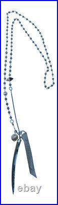 Chan Luu Semi Precious Sterling Chain with Silk Tassel, Pearl, Horn Necklace