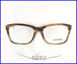 Chanel 3263-Q 1101 Eyeglasses Glasses Brown Horn Silver Chain 52-17-140