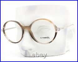 Chanel Eyeglasses Glasses 3398 1658 Beige Brown Horn / Silver 52-19-140 withPouch