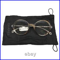 Chanel Eyeglasses Glasses 3398 1658 Beige Brown Horn / Silver 52-19-140 withPouch