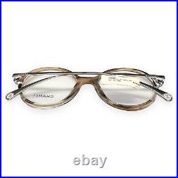 Chanel Eyeglasses Glasses 3398 1658 Beige Brown Horn / Silver 52-19-140 withPouch