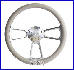 Chevy C10 Pick Up Truck 14 Grey & Billet Steering Wheel with Chevy Horn