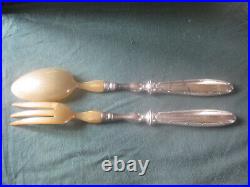 Christofle Rubans Silverplate Salad Set With Horn