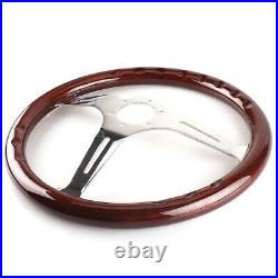 Click Nostalgia Style 6-hole Wood Grain Car Steering Wheel Cover With Horn Kit