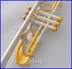 Concert Heavy Trumpet horn Brushed Silver Germany Brass With Case