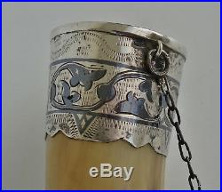 Corne et Argent Niellé Russe 875 Russian Horn with Silver