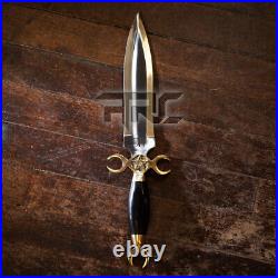 Crescent Moon Dagger Ritual Athame Boline Curved Handmade Knife Bone Horn Handle