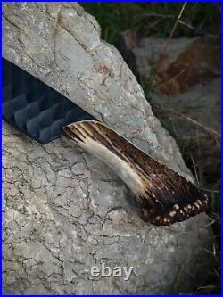 Crown Knife Stag Horn Knife with Leather Sheath, Hunting knife, Medieval Knife