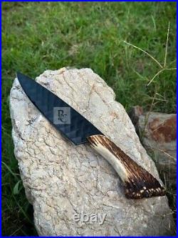 Crown Knife Stag Horn Knife with Leather Sheath, Medieval Knife, Hunting Knife