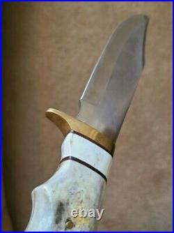 Custom Bowie Knife OAL About 14 Inches Shed Moose Horn Antler Base With Sheath