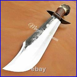 Custom Hand Forged Carbon Steel 17 Hunting Bowie knife With Stag Horn Handle
