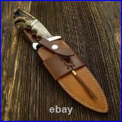 Custom Hand Forged D2 Steel Hunting Bowie Knife Full Tang Stag/Ram Horn Handle