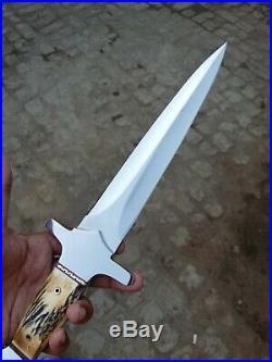 Custom Hand Made 12 Chromium Steel 14 Hunting Knife With Leather Sheath