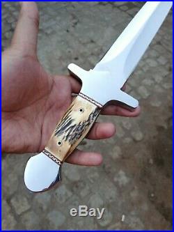 Custom Hand Made 12 Chromium Steel 14 Hunting Knife With Leather Sheath