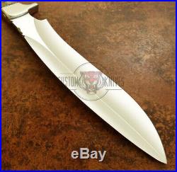 Custom Hand Made D-2 Tool Steel Ram Horn 1-of-kind Hunting Bowie With Sheath