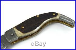 Custom Hand Made Damascus Steel Folding Blade Pocket Knife with Stag Horn FOPS1