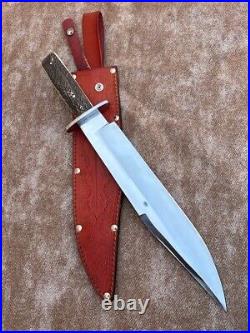 Custom Handmade 18 Hunting Survival BOWIE Knife STAG HORN With Sheath