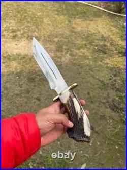 Custom Handmade Bowie Knife With Stag Horn Handle Gift For Him Or Her