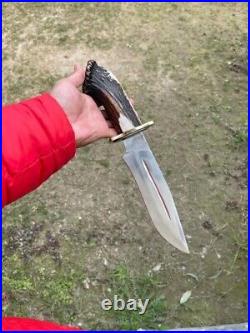 Custom Handmade Bowie Knife With Stag Horn Handle Gift For Him Or Her