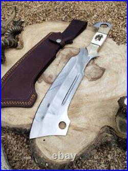 Custom Handmade Carbon Steel Blade Stag Horn Machete KnifeHunting Knife Camping